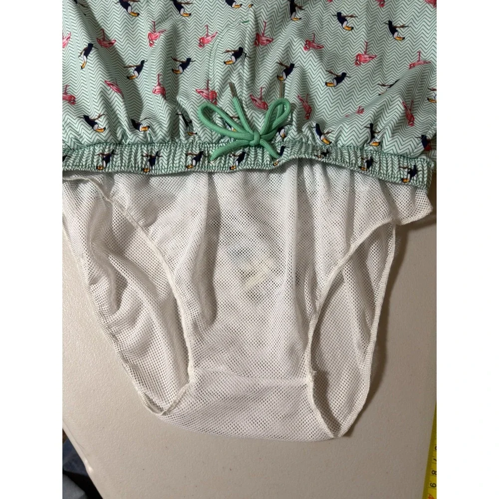 NWT Mosmann Australia Swim Shorts Trunks Men's Large Teal Flamingo/Toucan Print